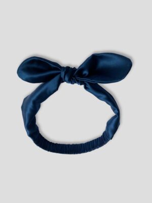 Jedwabna-opaska-do-włosów-wiązana-granatowa-SENSILK-01