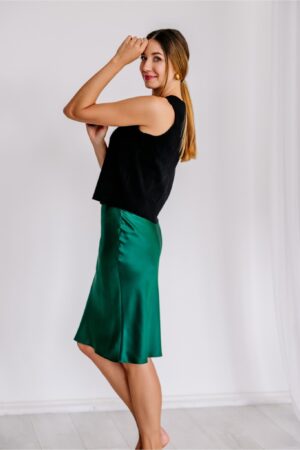Jedwabna-spodnica-MIDI-Butelkowa-Zielen-SENSILK-02