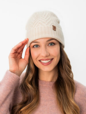 Kaszmirowa czapka z jedwabną podszewką - Ecru